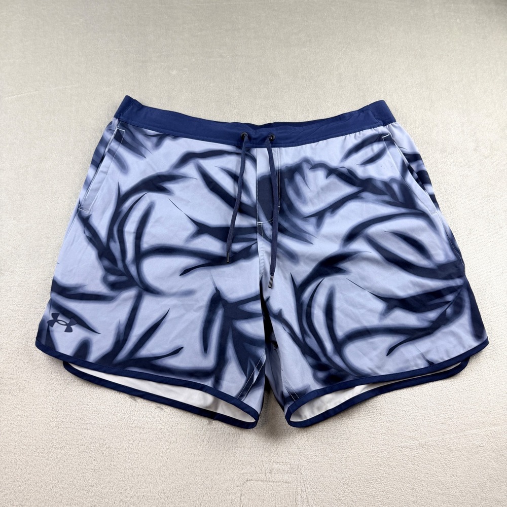 Under Armour Men's XL Blue Abstract Print Athletic Board Shorts Swim Trunks